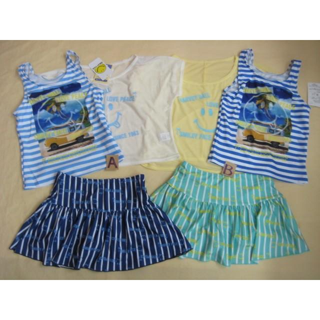 水着 女の子 セパレート タンキニ スイムウエアー Smiley Face ニコチャン ジュニア ボーダー ガール 130 140 150 160 安い 割引