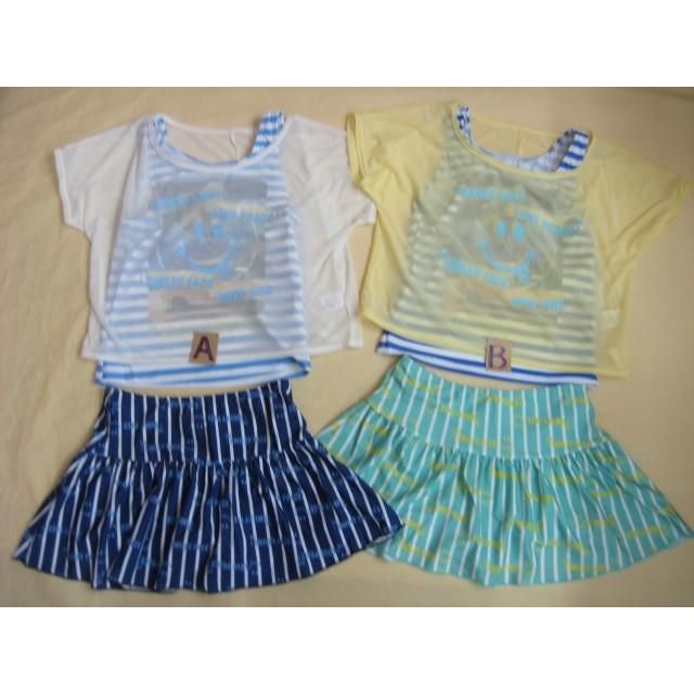 女の子 水着 セパレート タンキニ 期間限定お試し価格 スイムウエアー Smiley Face ニコチャン ジュニア 150 ガール 140 130 ボーダー 160