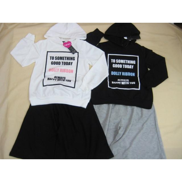 Dollyribbon ドリーリボン 上下セット 上下スーツ ガール ジュニア 長袖ｔシャツ トレーナー ガウチョパンツ 子供服 女の子 １４０ １５０ １６０ ねたこをおこせ 通販 Yahoo ショッピング