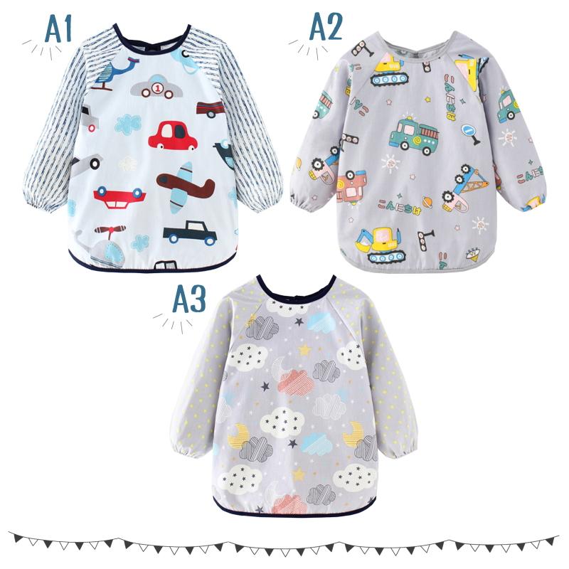 送料無料  お食事エプロン スモック 長袖  お食事用エプロン 防水  離乳食 入園準備 保育士推薦 80cm~90cm 1~2歳 ロング 保育園お食事エプロン  男の子 女の子 |  | 05