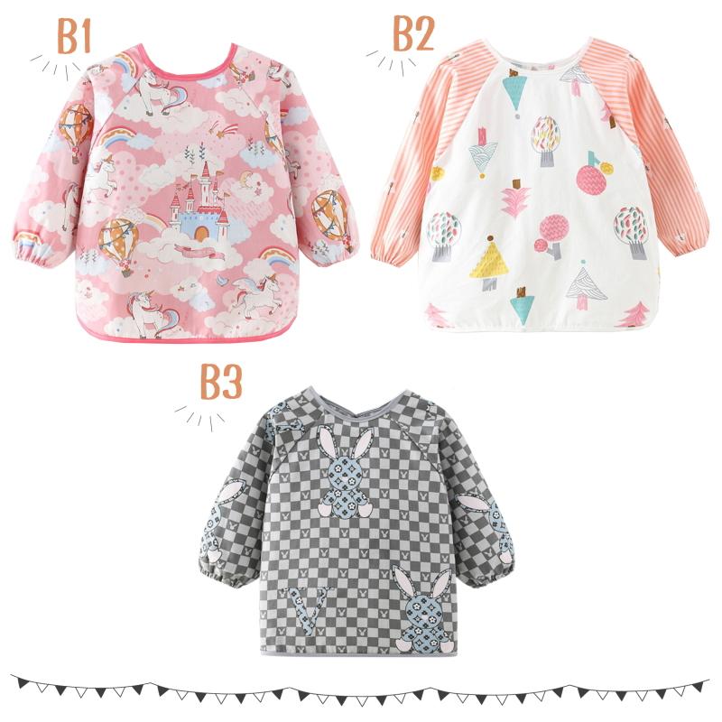 送料無料  お食事エプロン スモック 長袖  お食事用エプロン 防水  離乳食 入園準備 保育士推薦 80cm~90cm 1~2歳 ロング 保育園お食事エプロン  男の子 女の子 |  | 06