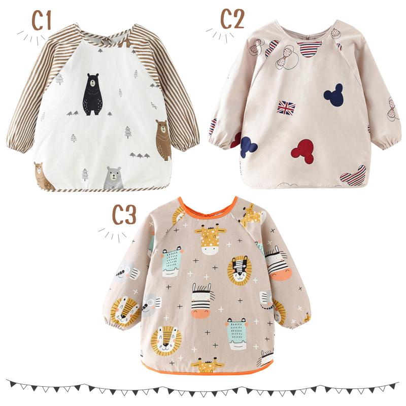 送料無料  お食事エプロン スモック 長袖  お食事用エプロン 防水  離乳食 入園準備 保育士推薦 80cm~90cm 1~2歳 ロング 保育園お食事エプロン  男の子 女の子 |  | 07