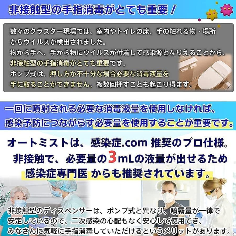 正規品 日本製 350mlタイプ 非接触式 壁掛け に必要な 3ml 噴射対応 除菌 医師推奨 オートミスト アルコールディスペンサー 自動 バスグッズ Valleycountrymarket Com