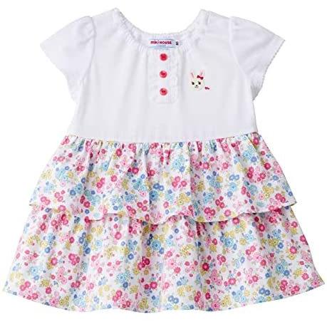 日本売品 ミキハウス ワンピース 女の子 ベビー キッズ 半袖 子供服 花柄 12 1905 8 90cm 白 ピンク 免税物品 Miracleleaffl Com