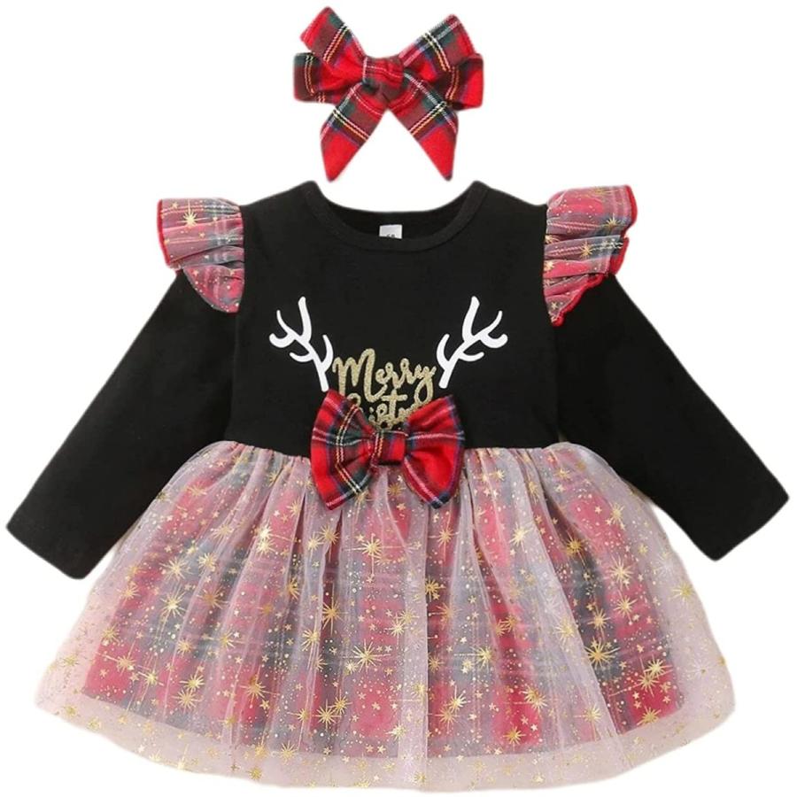 販売数no 1 ミシアラグジュアリー ワンピース ドレス ベビー 女の子 クリスマス プリント 蝶々結び コントラストメッシュ ヘッドバンド付き 7999 マルチ 純正買蔵 Miracleleaffl Com