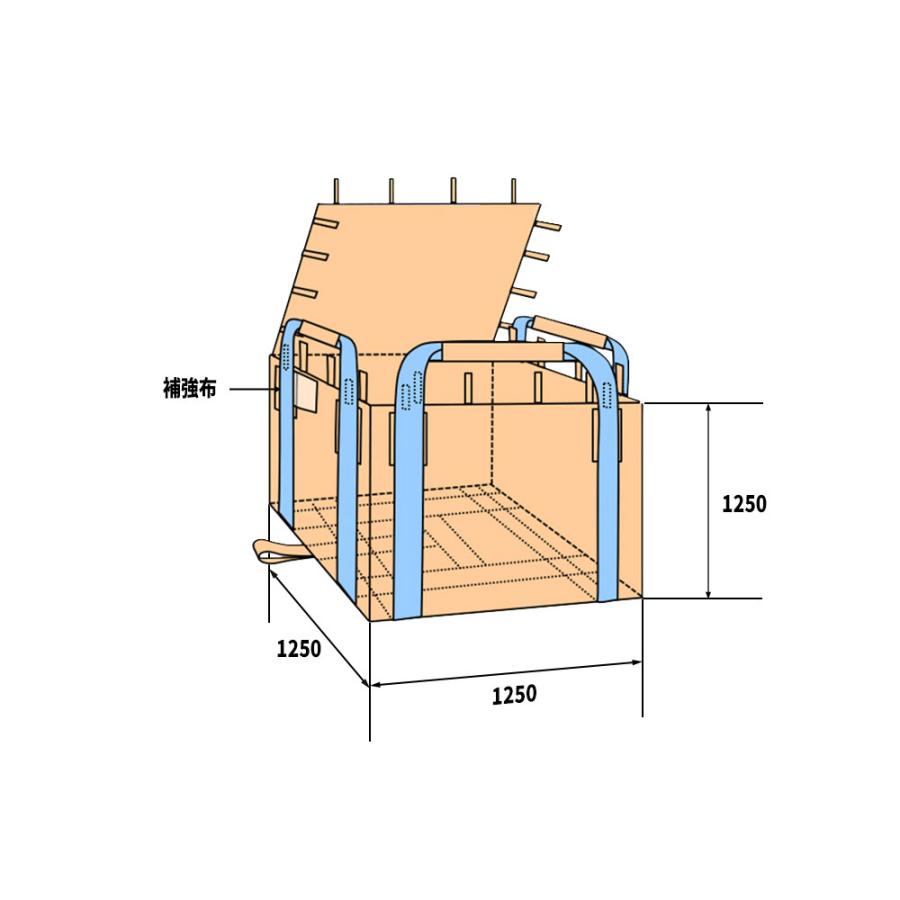 フレコンバック A250 角型 1250Dx1250Wx1250H 上部全開 排出口なし 5枚入 フレコンバッグ バージン材 フレキシブルコンテナ 土のう袋 土嚢 |  | 01