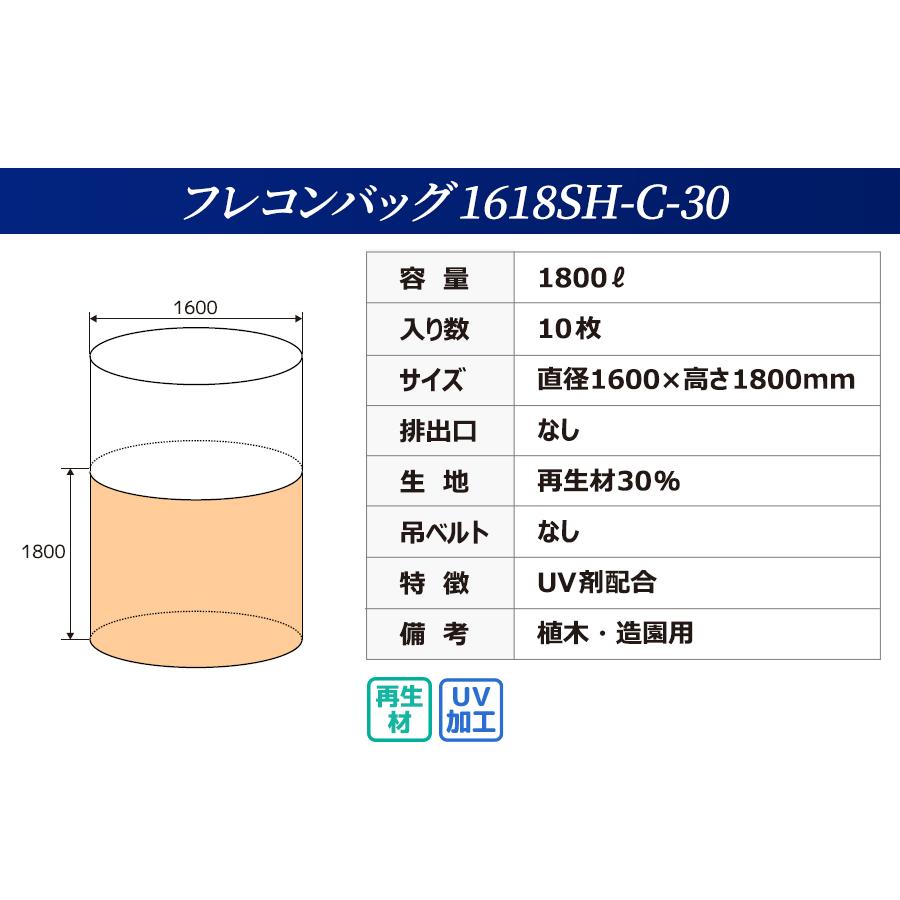 吊りベルトなし フレコンバッグ 1618SH-C-30 丸型 1600φx1800H 上部全開 排出口なし 10枚入 フレコンバッグ フレキシブルコンテナ |  | 01