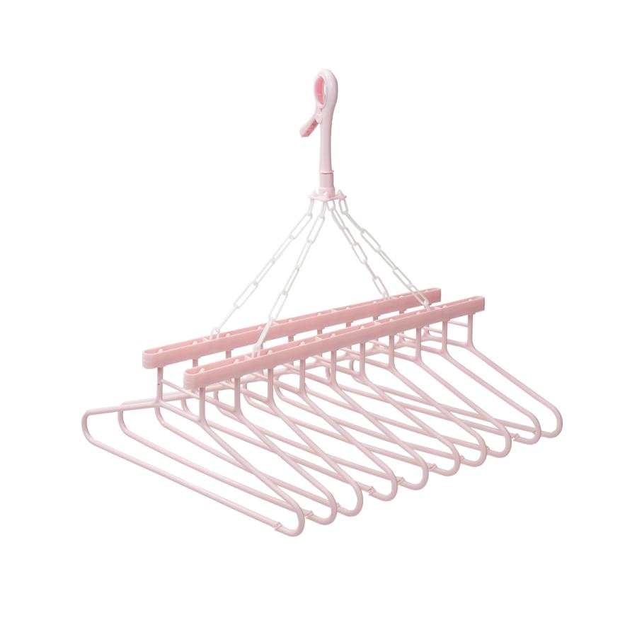 日本製 クリップ式10連ハンガー マイフラワー ピンク / ブルー