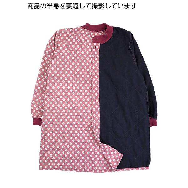エプロン Big mama ビッグママ 裏フリース前開きキルトスモック 花柄