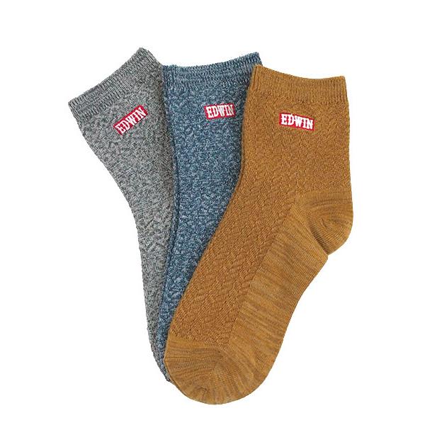 グンゼ EDWIN エドウィン メンズショートソックス 3足組 履く珪藻土 織り柄 ロゴのワンポイント 年間 EWY014 GUNZE [25-27サイズ] 紳士 | EDWIN | 05