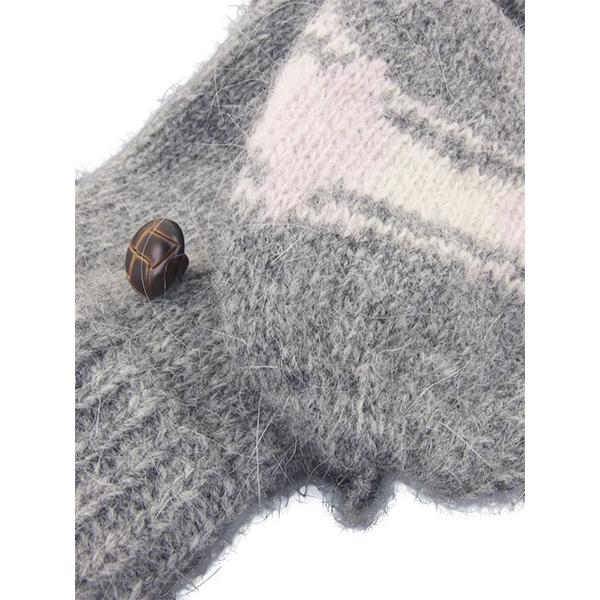 レディース防寒手袋 指切り＆ミトン アーガイル柄 冬用 33626 [フリーサイズ] 婦人 | ブランド登録なし | 02