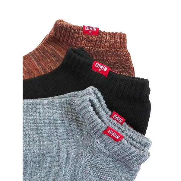 グンゼ EDWIN エドウィン  メンズショートソックス 3PACK BODY FIRE 冬用 EWY034 GUNZE [25-27サイズ] 紳士 | EDWIN | 01