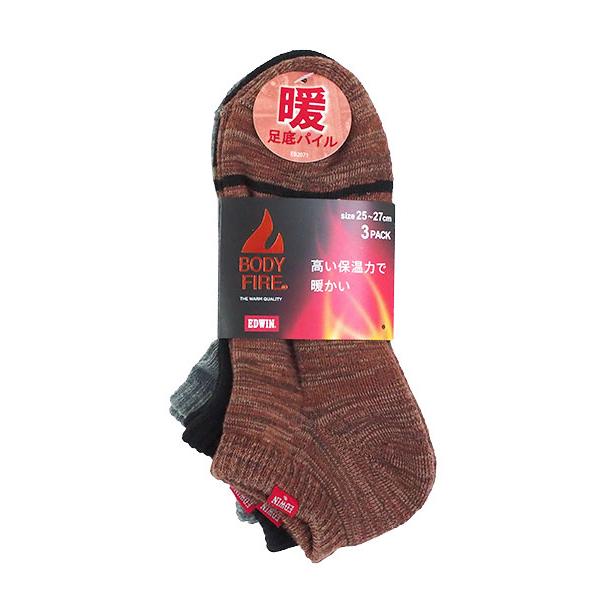 グンゼ EDWIN エドウィン  メンズショートソックス 3PACK BODY FIRE 冬用 EWY034 GUNZE [25-27サイズ] 紳士 | EDWIN | 03