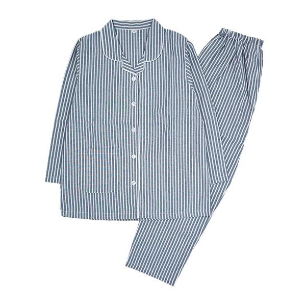 NERUGY レディース長袖長パンツパジャマ 綿100% シーチング ストライプ柄 春夏用 45013 [M、Lサイズ] 婦人 | ブランド登録なし | 07