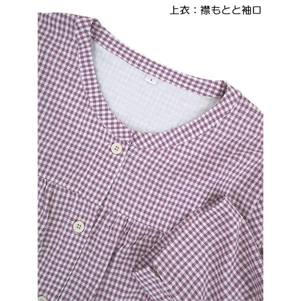 NERUGY レディース7分袖長パンツパジャマ ギンガムチェック 綿100%サッカー 夏用 46021 [M、Lサイズ] 婦人 | ブランド登録なし | 01