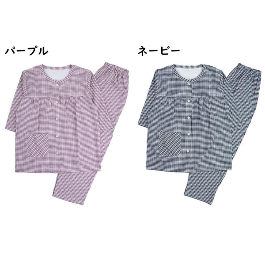 NERUGY レディース7分袖長パンツパジャマ ギンガムチェック 綿100%サッカー 夏用 46021 [M、Lサイズ] 婦人 | ブランド登録なし | 04
