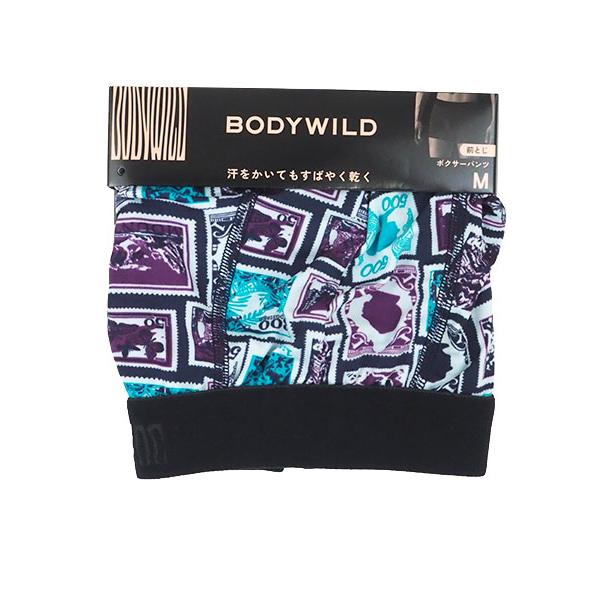 グンゼ BODYWILD メンズボクサーパンツ  前とじ 吸汗速乾 切手柄 年間 BWG172A GUNZE [M、Lサイズ] 紳士 インナー | BODY WILD | 03