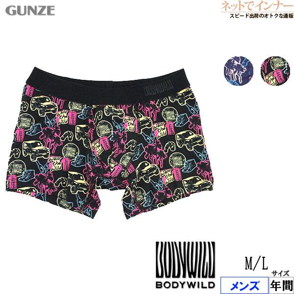 グンゼ BODYWILD メンズボクサーパンツ 前とじ  コラージュ柄 綿混素材 年間 BWG194A GUNZE [M、Lサイズ] 紳士 インナー | BODY WILD