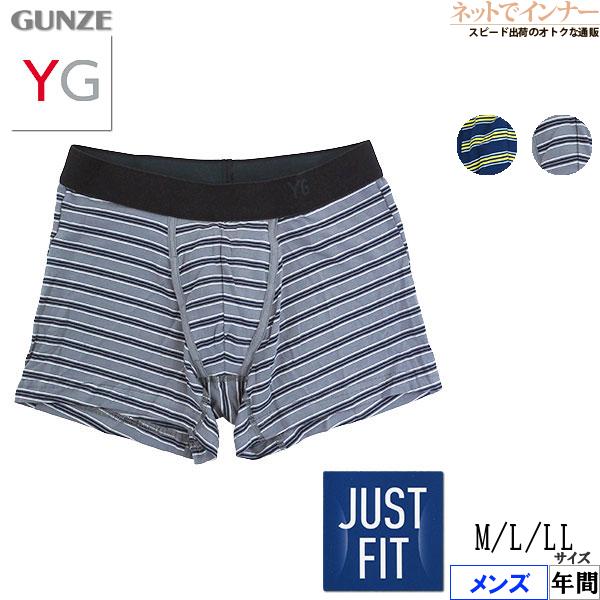グンゼ YG JUST FIT メンズボクサーブリーフ 前あき ボーダー柄 年間 YV4282 GUNZE [M、L、LLサイズ] 紳士 インナー | YG