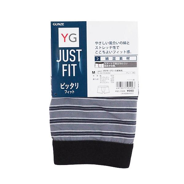 グンゼ YG JUST FIT メンズボクサーブリーフ 前あき ボーダー柄 年間 YV4282 GUNZE [M、L、LLサイズ] 紳士 インナー | YG | 09
