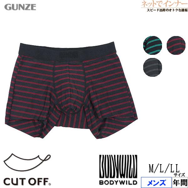グンゼ BODYWILD メンズボクサーパンツ 前とじ  切りっぱなし ボーダー柄  日本製 年間 BWW002A GUNZE [M、L、LLサイズ] 紳士 インナー | BODY WILD