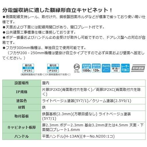 日東工業　BJ30-1023AC　ＢＪ形分電盤用自立キャビネット　ヨコ1000xタテ2300xフカサ300mm　鉄製　[代引き不可]　屋内