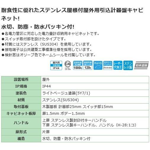 日東工業　SOMS-14B　ステンレス引込計器盤キャビネット　ステンレス製　水切、防塵・防水PK付　屋内・屋外　[代引き不可]