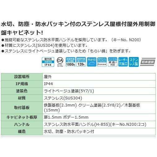 SOR12-46 ステンレス屋外用制御盤キャビネット ヨコ400xタテ600xフカサ120mm 水切 [代引き不可] 【回転】