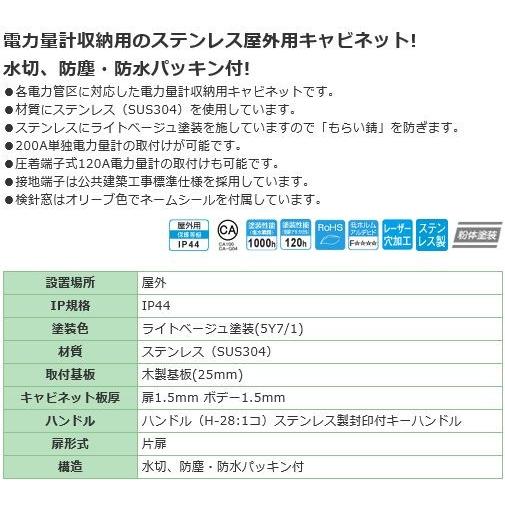 日東工業　SOM-13B　ステンレス引込計器盤キャビネット　屋内・屋外　ステンレス製　水切、防塵・防水PK付　[代引き不可]