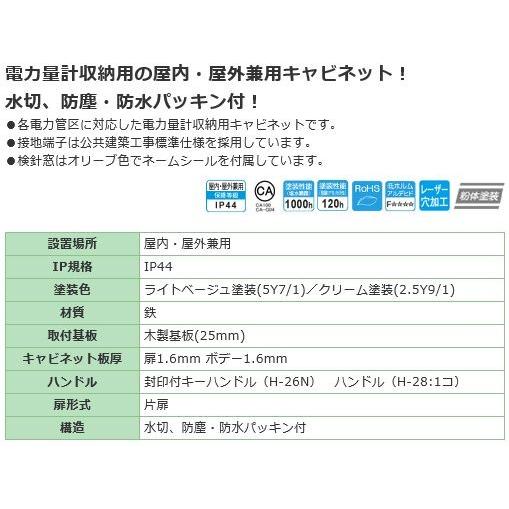 M-32BC 引込計器盤キャビネット  屋内・屋外 鉄製 【透】 水切、防塵・防水PK付 [代引き不可]