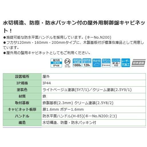 日東工業　OR25-78-1　屋外用制御盤キャビネット　屋外　水切　鉄製　ヨコ700xタテ800xフカサ250mm　[代引き不可]