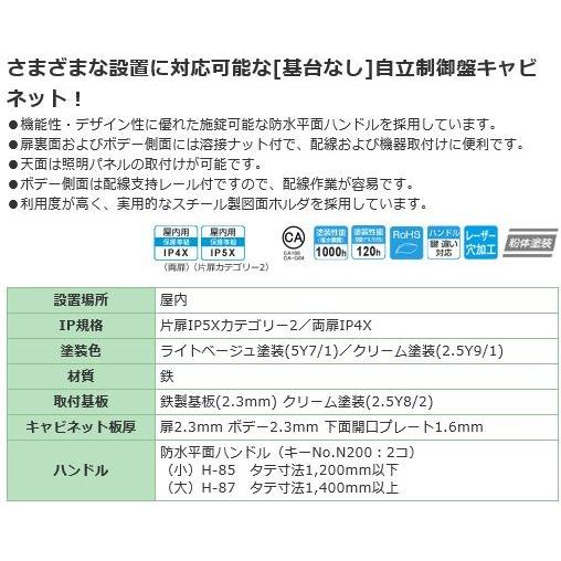 日東工業　E35-820A-N　自立制御盤キャビネット　ヨコ800xタテ2000xフカサ350mm　鉄製　[代引き不可]　屋外