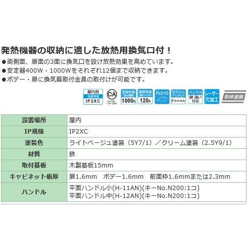 B12-56LC 熱機器収納キャビネット ヨコ500xタテ600xフカサ120mm 屋内 【ボタン】 鉄製 [代引き不可]