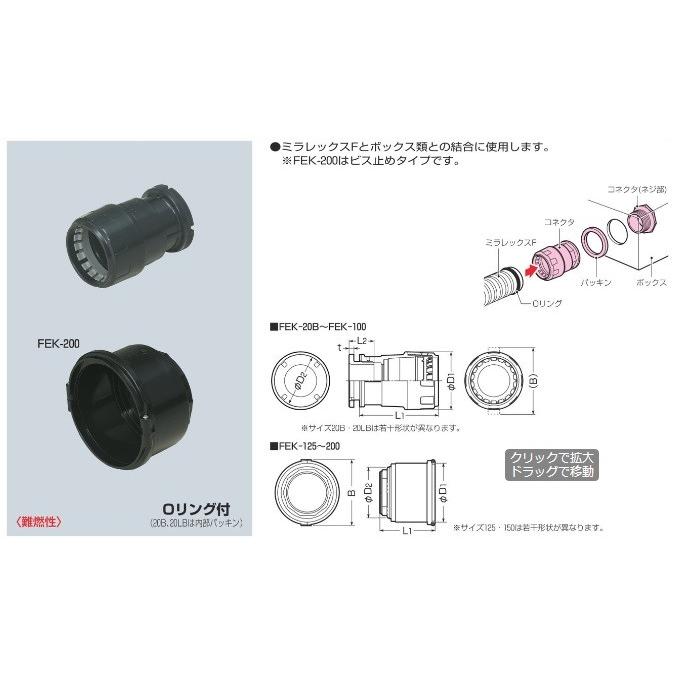 未来工業 FEK-150 ミラレックスF用コネクタ 難燃性 適合管：ミラ