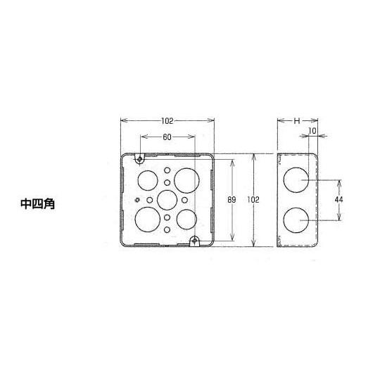外山電気 OB442B ブラック四角アウトレットボックス 中四角浅形 側面
