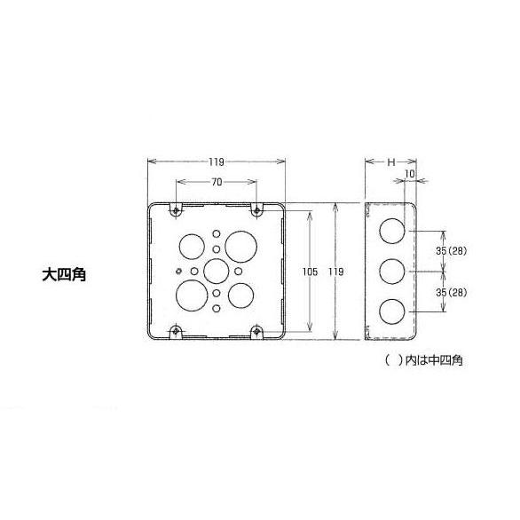 外山電気 OB554B ブラック四角アウトレットボックス 大四角深形 外山電気 OB554B ブラック四角アウトレットボックス 大四角深形