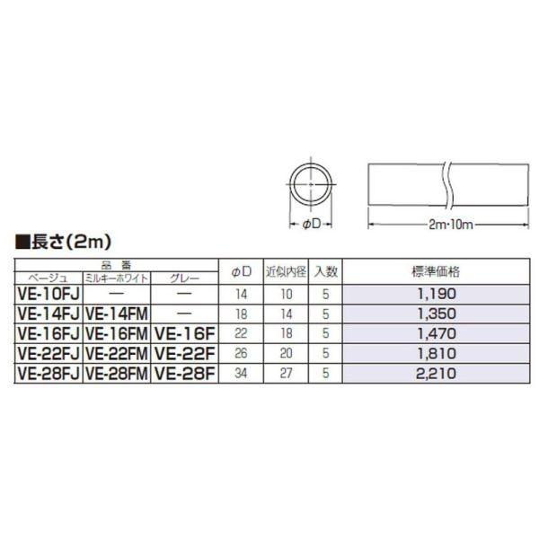 VE管フレキ 5本入 2m VE-22FJ 未来工業 VE-22FJ VE管フレキ 2m ベージュ : 電材ネット - 通販