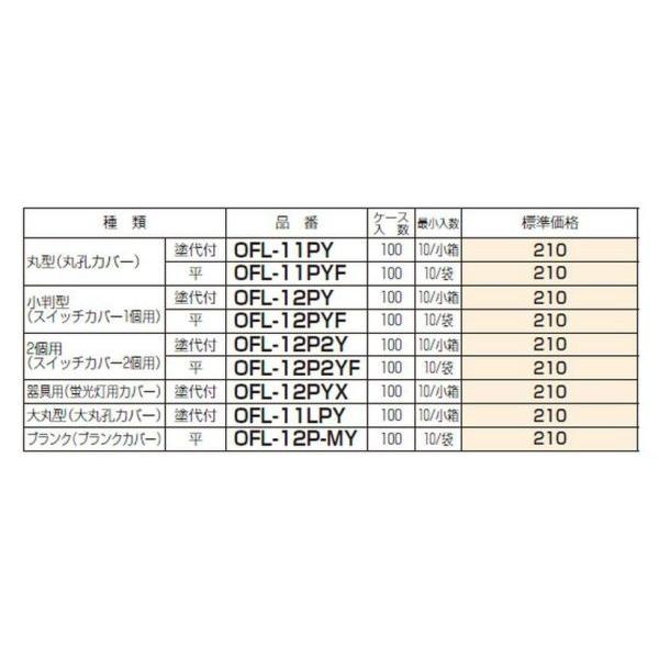 未来工業 OFL-12PY プラ塗代カバー （ワンタッチタイプ）大形
