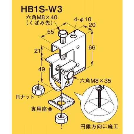 ネグロス HB1S-W3 ネグロック 吊りボルト支持金具 一般形鋼・リップ