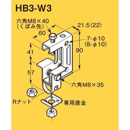 ネクロポーテンス 3枚セット ネグロス HB3-W3 ネグロック 吊りボルト支持金具 一般形鋼用 電気亜鉛