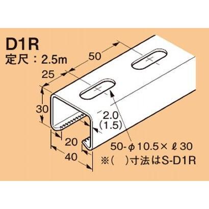 ネグロス SD-D1R ワールドダクター ダクターチャンネル（穴あきタイプ）2.5m 高耐食めっき鋼板｜netdenzai