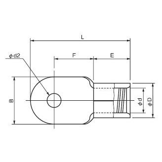 ニチフ R200-12 銅線用裸圧着端子(R形)丸形 穴径13.0mm