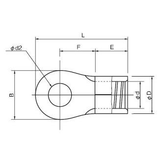 ニチフ R60-8 銅線用裸圧着端子(R形)丸形 穴径8.4mm : ネットde電材