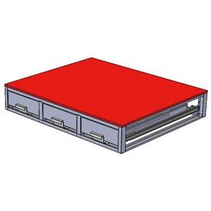 ジェフコム デンサン SCT-F02 バンキャビネット 3列引き出し 幅1150×奥行950×高さ200mm