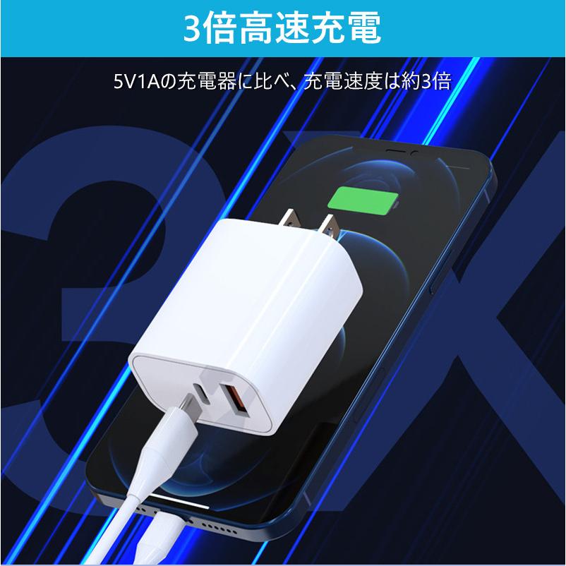 PD 充電器 ACアダプター 20W 2ポート 急速充電器 USB充電器 スマホ充電器 USB-C電源アダプタ Type-C スマホ充電器 | ブランド登録なし | 02