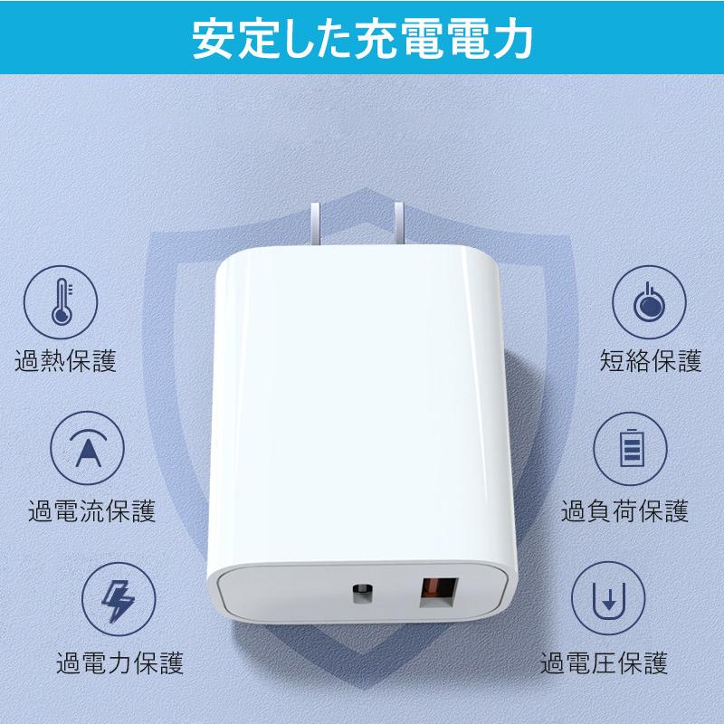 PD 充電器 ACアダプター 20W 2ポート 急速充電器 USB充電器 スマホ充電器 USB-C電源アダプタ Type-C スマホ充電器 | ブランド登録なし | 06