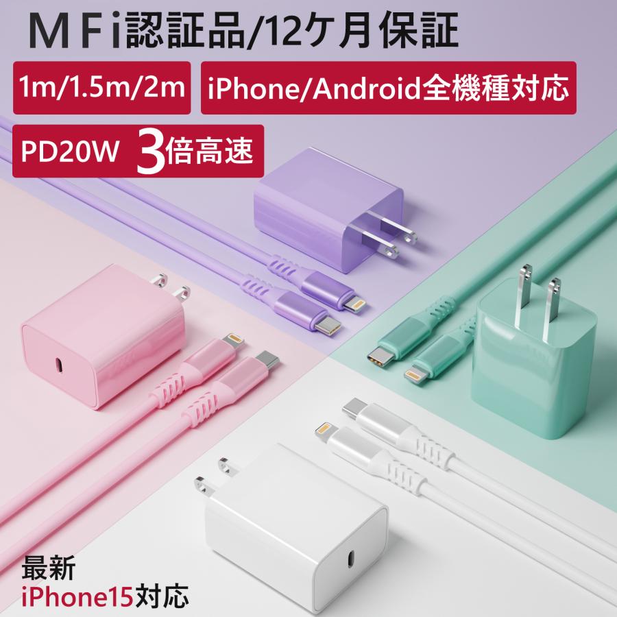 PD充電器 Type C 20W USB-C急速充電器 IPhone PD充電ケーブル 2点