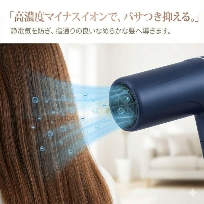 ORRAGe ヘアドライヤー ネイビー 1台で2役 パナソニック ヘアドライヤー ZIGZAGターボドライ EH5202P-A 青