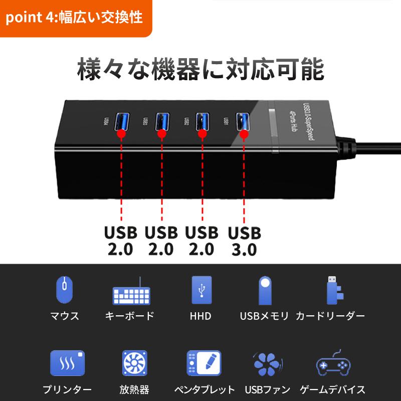 超特価】 バッファロー BUFFALO BSH4A110U3BK ブラック USB3.0セルフパワーハブ 上挿し 4ポートタイプ 100cm 