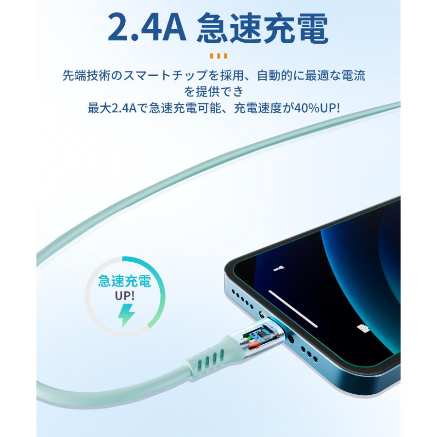 iPhone充電ケーブル iPhoneケーブル MFi認証 純正品質 0.5m 1m 1.5m 2m